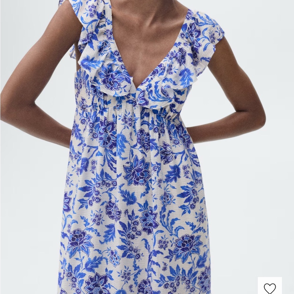 Mango Blue and White Floral Maxi Dress